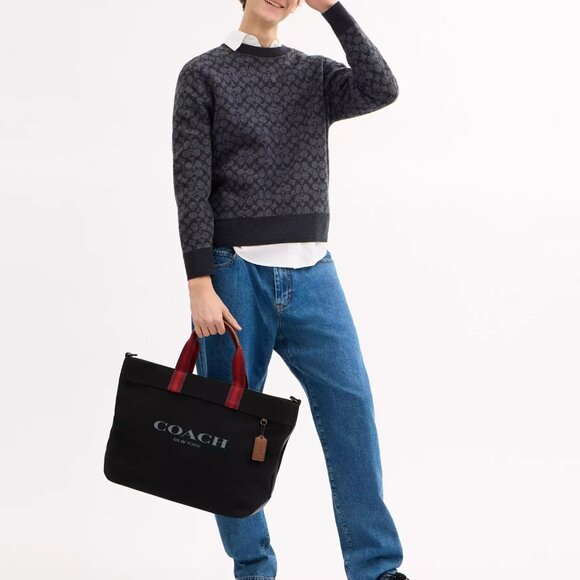 NWT Coach CJ486 Canvas Tote 38 Tote Bag in Black *SEALED* - Picture 3 of 10